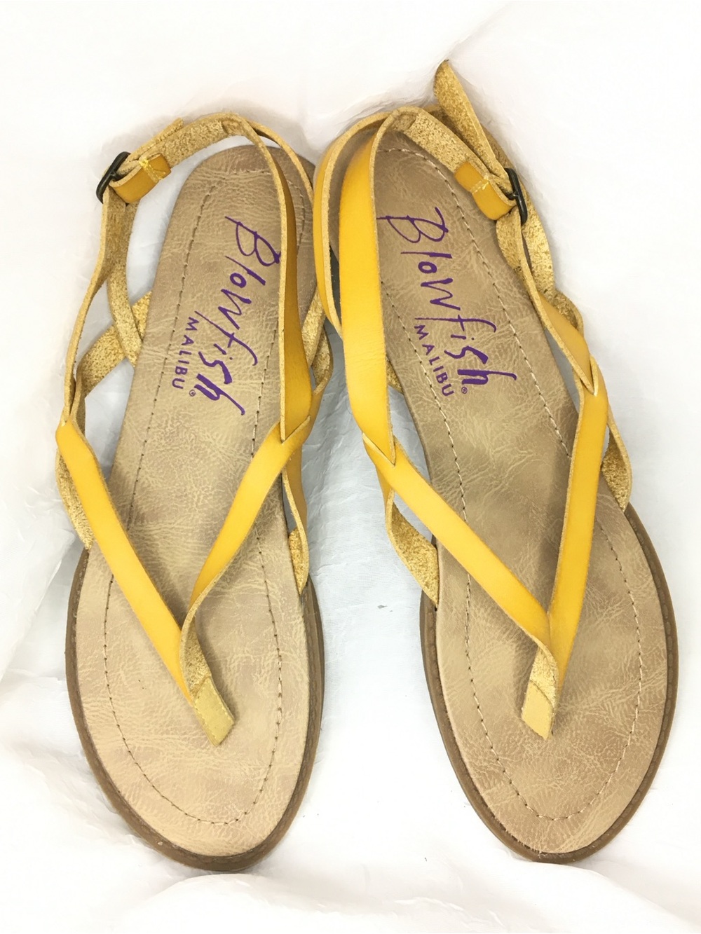 Yellow Blowfish Strappy Thong Sandals with Heel Strap -8.5-